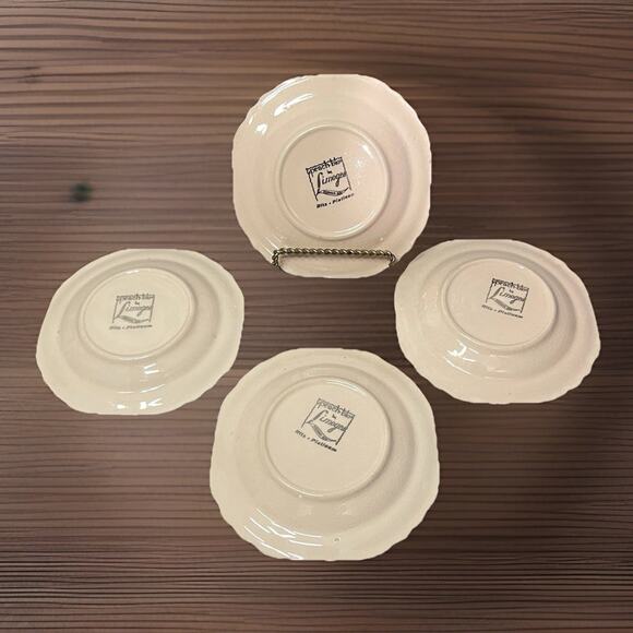 Limoges Peach Blo Ritz Platinum Mugs & Saucers Sebring Ohio Set of 4 Vintage - Picture 3 of 10